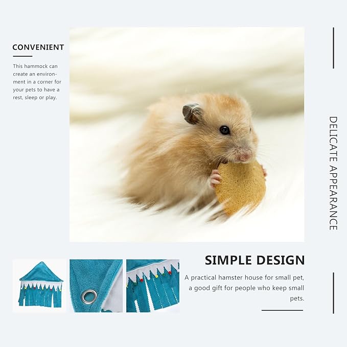 FAVOMOTO Guinea Pig Hideaway and Hamster Cage Hideout Small Corner Tent with Tassels, Soft Fabric Hammock for Rabbits, Small Pets Resting Shelter, Green