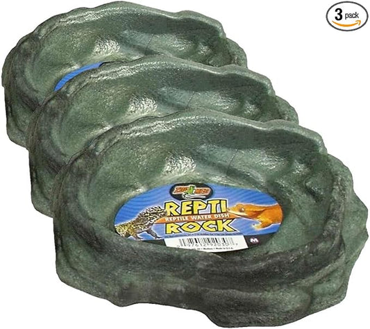 Zoo Med Reptile Rock Water Dish, Medium,Black (Pack of 3)