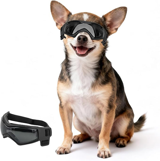 Dog Goggles Small Breed, XS Dog Sunglasses Chihuahua Glasses Anti-UV Eyes Protection for XSmall Pets Tiny Dogs Cats, Black XS