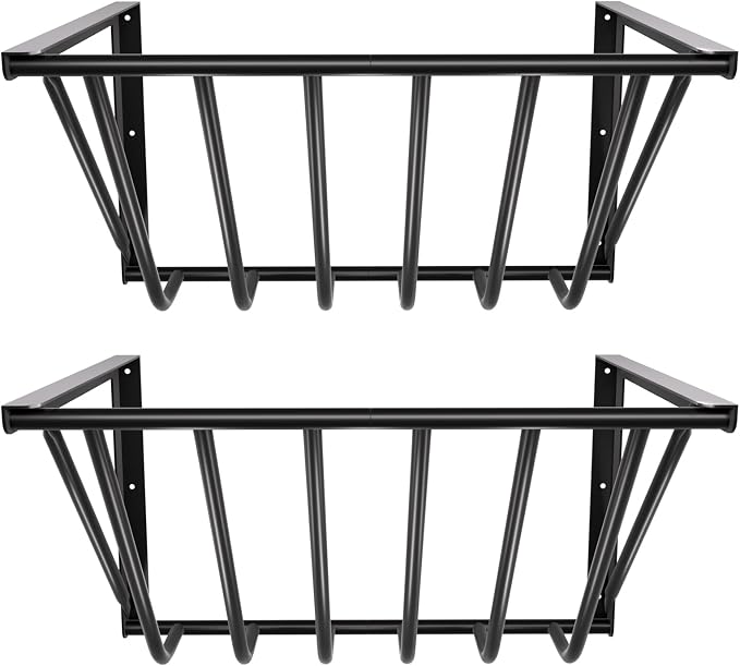 Wall Mounted Hay Feeder & Blanket Holder, 35.5" Long Gal Heavy Duty Steel Hay Rack for Horse Stall, Goat Shed, Sheep Barn, Organizer for Feeding and Storage