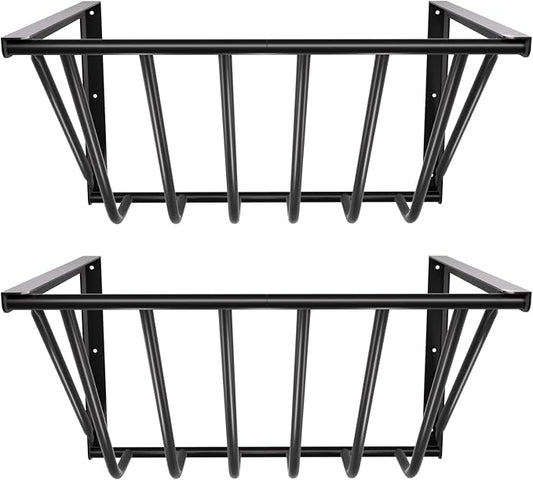 Wall Mounted Hay Feeder & Blanket Holder, 35.5" Long Gal Heavy Duty Steel Hay Rack for Horse Stall, Goat Shed, Sheep Barn, Organizer for Feeding and Storage