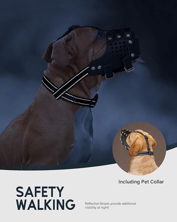 MIDOG Breathable Leather Basket Dog Muzzle for Large Medium Breeds, Anti-Biting Barking Chewing Secure Fit Muzzle for Pitbull German Shepherd, Professional Grooming & Vet Visit, Adjustable XL