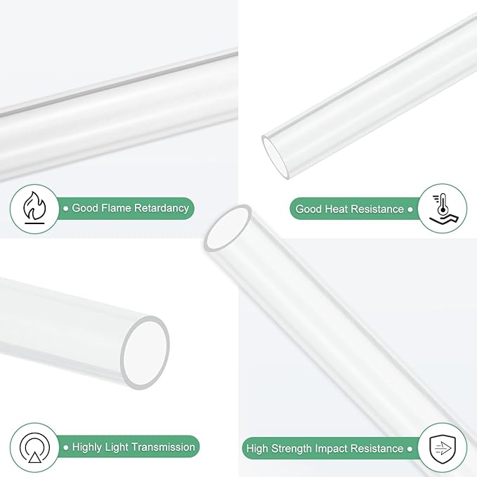 M METERXITY 1-Pack Clear Plastic Tube, 17mm[0.67"] ID x 20mm[0.79"] OD High Impact Rigid Polycarbonate Round Pipes for Water Plumbing/Lighting/Aquariums/Models, Plastic Tubing [305mm/12IN]