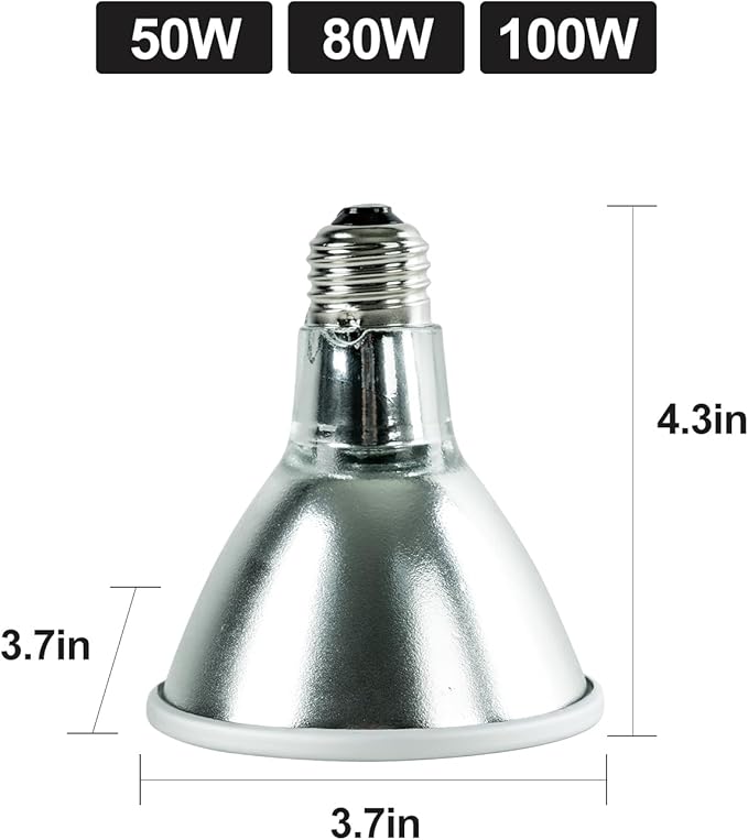 REPTI ZOO Reptile Basking Heat Lamp Bulb, 80W Splashproof Energy Saving Deep Heater Non-Luminous Carbon Infrared Heat Bulb for Reptile Amphibians