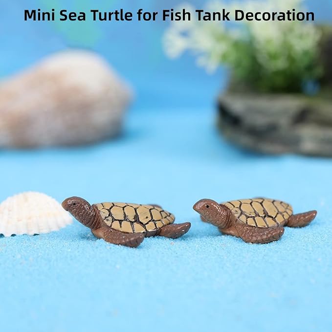 Miniature Sea Turtle Figurine, Mini Sea Turtle Fairy Garden Accessoriesfor Fish Tank Decoration, Succulent Planter, Micro Landscape, Fairy Garden Decor, Cake Toppers, Fish Tank Decoration