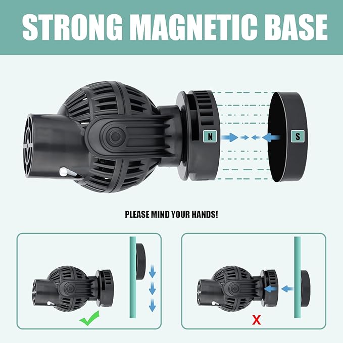 FREESEA Aquarium Circulation Pump Wave Maker Power Head with magnetic mount Suction for 20-75 Gallon Saltwater Freshwater Tank (1050 GPH, Black)