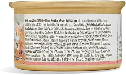 Whole Paws, Wet Cat Food, Salmon & Whitefish Dinner in Savory Broth, 3 Ounce