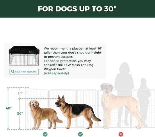 FXW Homeplus Unleashed Indoor Dog Playpen - Stress-Free and Safe Play, Heavy Duty 40 Inch 32 Panels Dog Pen for Medium and Large Dogs, White│Patented