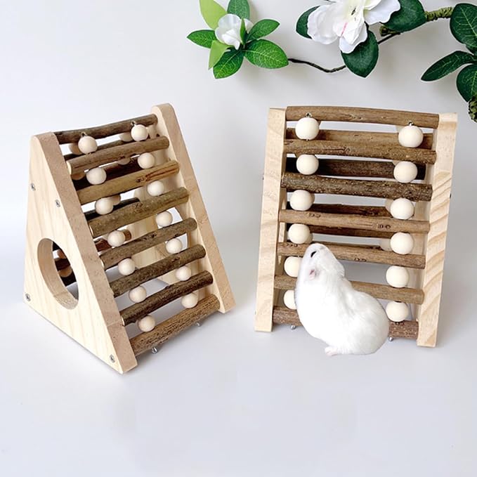 Hamster Playground Bridge Hideout, Small Rodent Habitats House Bed Hut, Cage Accessories for Gerbils Rat Mice