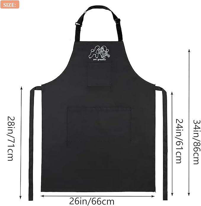 Gliitatu Dog Grooming Apron Smock Waterproof Apron for Dog Groomer Hair Resistant Barber Apron for Salon (1 Pack)