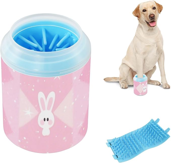 Pastel Rabbit Peach Reusable Dog Cleaner Washer and Massager Soft Silicone Bristles Feet Cleaning Kit for Dogs Cats para Perros