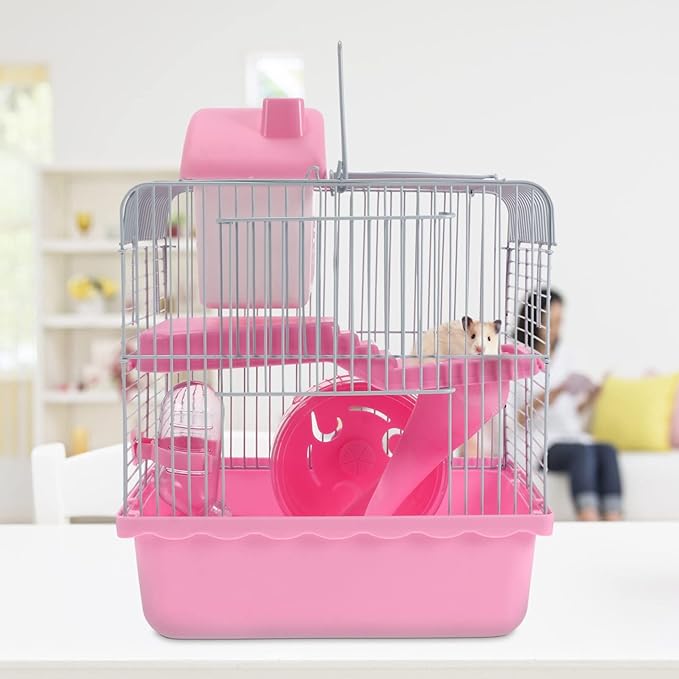 Hamster Cage, Small Castle Luxury Hamster Cage Small Animal Cage Laura Enclosure Hamster Habitat 9.45 x 7.09 x 12.2 in & Includes All Accessories for Dwarf Hamsters, Guinea Pig