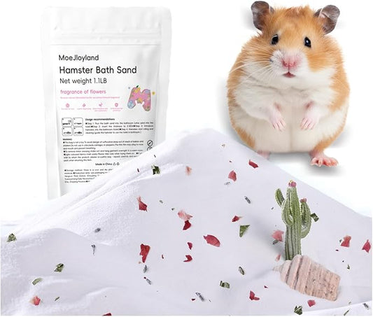 Hamster Sand Bath - Whit Fine Sand Hamster Bedding Reptile Silica Sand Gerbil Hideout for Hamster Chinchillas Gerbil Small Animals Small Pets (Flower Scent, 1.1 lb)