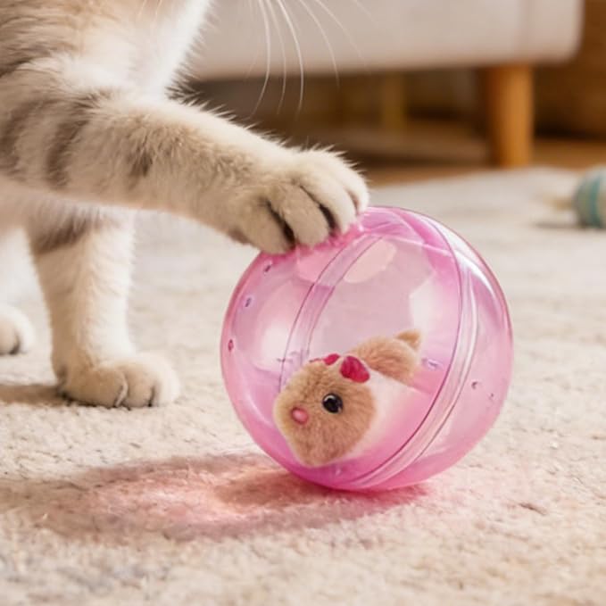 Hamster Ball Large | Automatic Rolling Ball Hamster | Cat Hamsters Wheel Toy | Electric Plush Hamsters Interactive Toy | Cats Hamst-er Running Exercise Hampster Toys for Kids Cats and Dogs