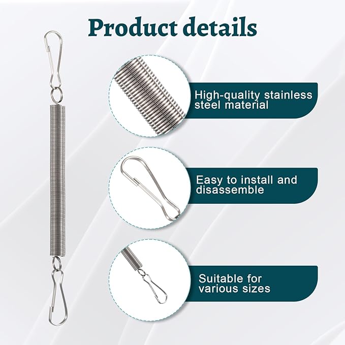10 Pcs Extension Spring with 2 Clips for Rabbit Water Bottles Metal Wire Cage Accessories for Small Animal Water Bottles, Rabbit/Hamster/Guinea Pig Dispenser Holder, Drinking Supplies (3.1 inch/8 cm)