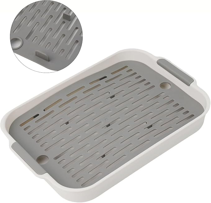 Small Animal Litter Box with Detachable Grid, Large Space Rabbit Toilet Tray for Guinea Pigs Hamster Chinchilla Ferret, Smooth Corner Plastic Potty Training Pan, Easy Clean Blue 36.5x24.5cm(C)
