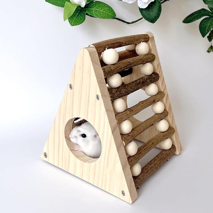 Hamster Playground Bridge Hideout, Small Rodent Habitats House Bed Hut, Cage Accessories for Gerbils Rat Mice