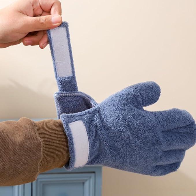 1Pcs Bite-resistant Gloves Adjustable Hamster Bite Proof Glove and Grooming Brush Set Soft Cleansing Brush Massage Combs, Guinea Pig Brush, Hamster Care Set for Hamsters, Ferrets, Hedgehog (Blue)