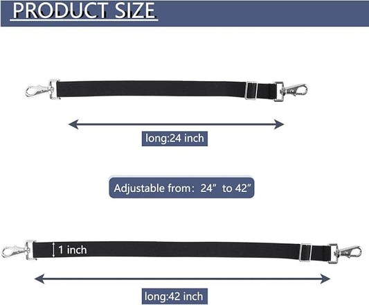 Premium Horse Blanket Sheet Leg Straps, Replacement Stretchy Belly Strap with Double Swivel Snaps, Adjustable Length from 24 to 42 Inch Black(2 Pcs)