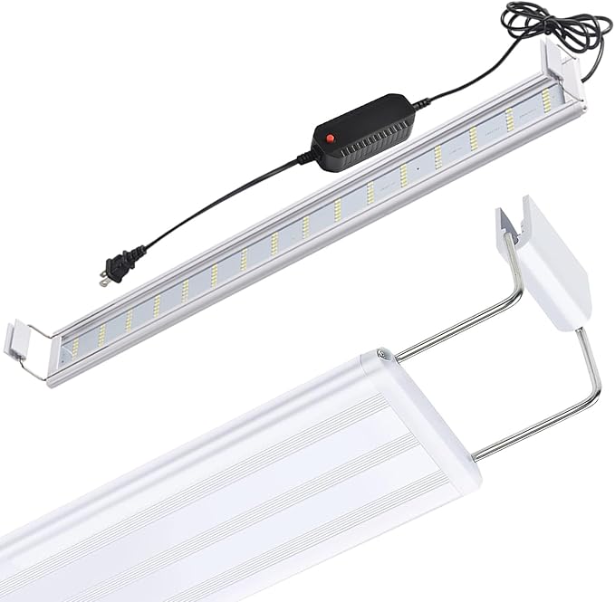 LED Aquarium Light, Full Spectrum Fish Tank Lighting, Ultra-Thin 1cm Design, 6-Row Blue & White LEDs, No Flicker, High Efficiency Cooling for 22.83-25.83in Fish Tanks (22.83inch)