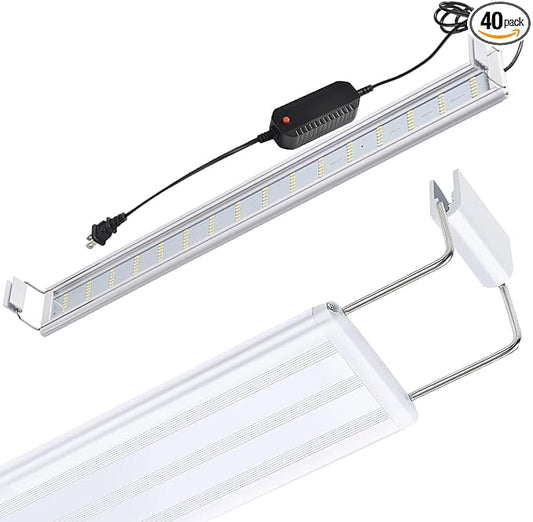 LED Aquarium Light, Full Spectrum Fish Tank Lighting, Ultra-Thin 1cm Design, 6-Row Blue & White LEDs, No Flicker, High Efficiency Cooling for 18.9-21.9in Fish Tanks (18.9inch)