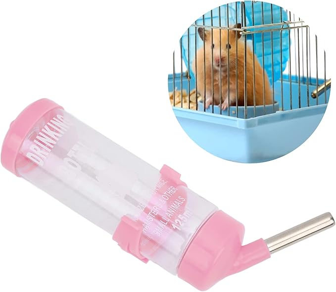 Hamsters Water Bottle, Automatic No Drip Hanging Water Feeder Dispenser for Small Animals Guinea Pig Rat Rabbit Dwarf Gerbil Chinchilla(125ML)