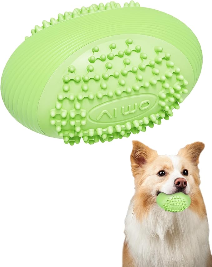 Olive Squeaky Dog Chew Ball for Aggressive Chewers Interactive Fetch Toy, TPR Material, Dental Cleaning Dog Toy for Small Medium Large Dog, Indoor Outdoor Puppy Chew Toy Green