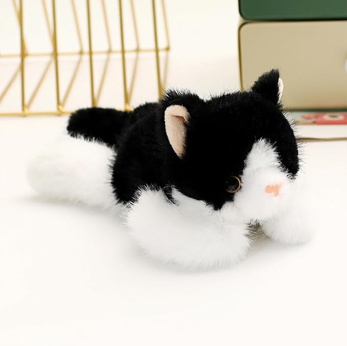 PEACH CAT Cat Stuffed Animal Cute Plushies Small Plush Toys Gifts for Kids Black and White