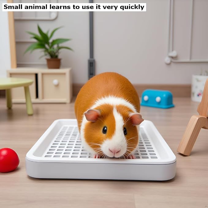 Generic Guinea Pig Toilet, Small Animal Potty Trainer Corner, Square Rat Litter Bedding Box with Small Broom, Dustpan, Small Pet Litter Toilet for Guinea Pigs, Chinchilla, Ferret,Galesaur…