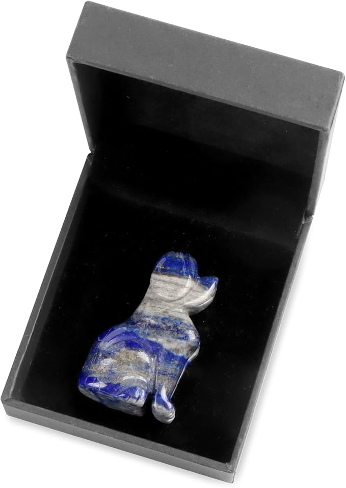 Artistone 2" Lapis Lazuli Dog Crystal Animals Figurine Carved Gemstone Puppy Dog Statue Sculpture Craft Home Decorations