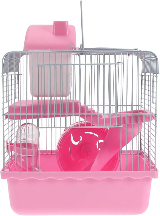 Hamster Cage, Small Castle Luxury Hamster Cage Small Animal Cage Laura Enclosure Hamster Habitat 9.45 x 7.09 x 12.2 in & Includes All Accessories for Dwarf Hamsters, Guinea Pig