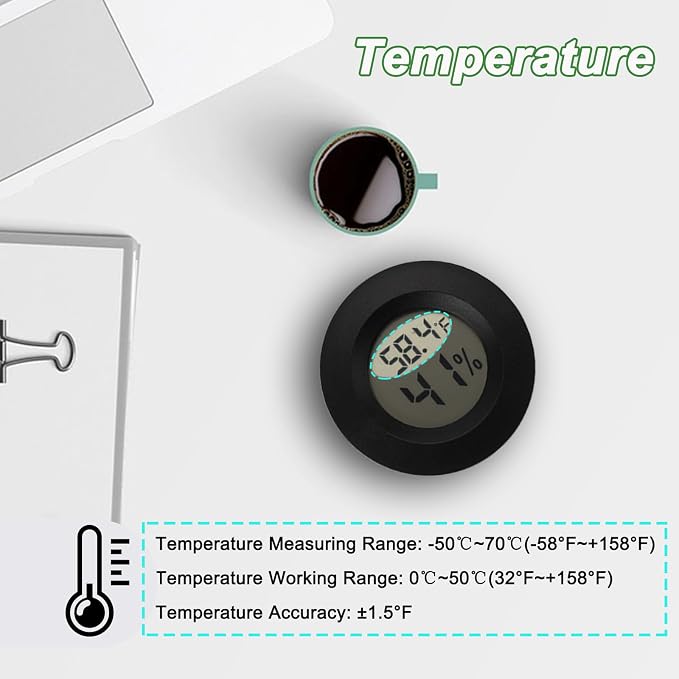 Mini Hygrometer Digital Thermometer Humidity Meter 15 Pack Hygrometer Thermometers Indoor/Outdoor Humidity Monitor Reptile Thermometer for Humidors Greenhouse Garden Cellar Fahrenheit(℉)/ Celsius(℃)