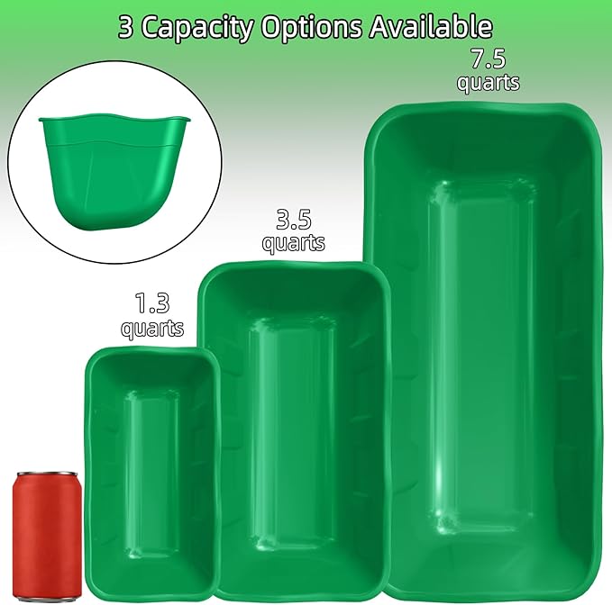 Hanging Goat Feeders,Chicken Feeder Waterer,Large Feed Trough 7.5 Quart 6 Pack,Hanging Fence Feed Trough for Poultry Livestock,Green