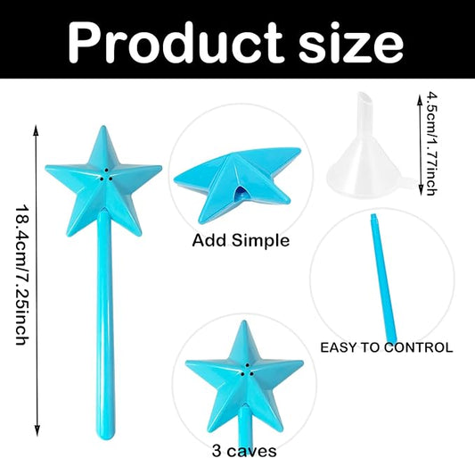 Creative Manual Fish Feeder Set of 4 Light Blue Blue Pink Magenta Includes Convenient Fish Food Funnel and Star Magic Wand Ideal for Aquatic Pets Feeding