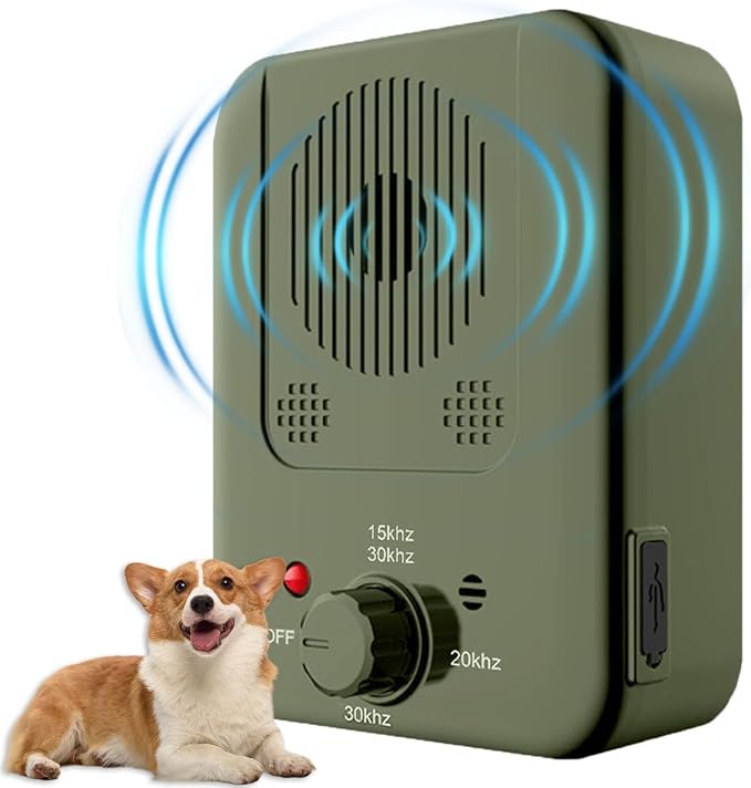 Anti Barking Device, Dog Barking Control Device for Dogs, Dog Barking Deterrent Devices, Ultrasonic Dog Barking Silencer for All Dogs Indoor Outdoor, Bark Box Stop Dog from Barking (Green)