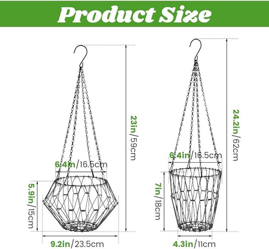Hanging Chicken Feeder, 9.2 inches Large Poultry Vegetable Fruits Feeder Basket with 4Pcs Hanging Stainless Chain, Veggie Treat Ball for Chicken,Hens,Duck,Rabbit Coop(Size:1pc)
