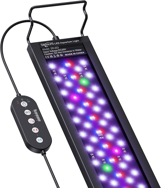 SEAOURA Aquarium LED Light for 36-42in Freshwater Tank, Full Spectrum Aquarium Light for Plant Growth, 6H/8H/12H Timer, WRB 3 Channel Customizable, 10 Brightness & 11 Colors, Adjustable Bracket