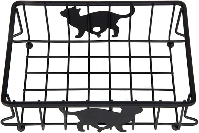 Lily's Home Cat-Themed Wire Basket, Kitchen and Desk Organizer, Cute Caddy for Cat Lovers for Kitchen, Pantry, Cabinet, Bathroom and Office (Small)