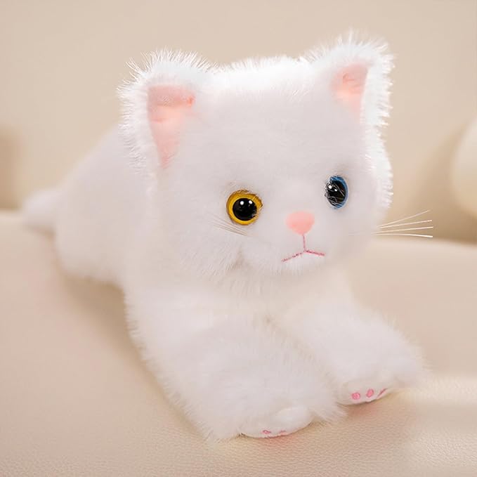 PEACH CAT Cat Stuffed Animal 12" Realistic Kitten Plushies Soft Plush Toys Gifts for Kids White