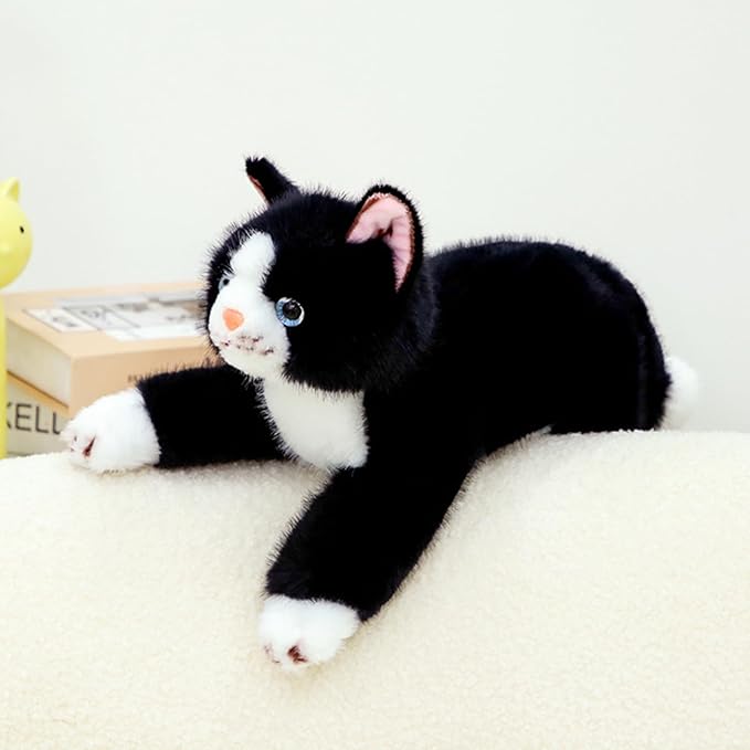 PEACH CAT Cat Stuffed Animal 15" Realistic Kitten Plushies Soft Plush Toys Gifts for Kids Black