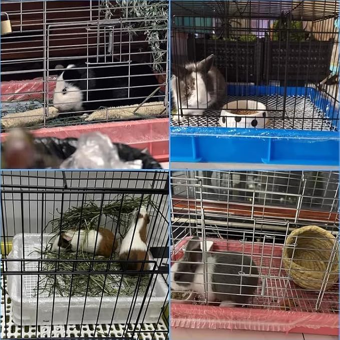 Tfwadmx 100 Pcs Disposable Rabbit Cage Liner, 27"x19" Clear Plastic Bunny Cage Tray Liners,Guinea Pig Toilet Film Liner Bag for Ferret,Hamster,Hedgehog,Birds and Small Animals