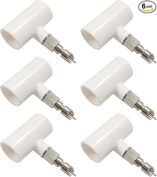 Stainless Steel Rabbit Water Nipples Metal Automatic Watering System with PVC Tee for Rat, Guinea Pig, Hamster, Ferrets (6Pcs)