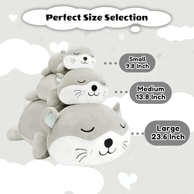 Finebee Weighted Otter Stuffed Animals, Cute Weighted Otter Plush, Soft Stuffed Weighted Plushie Birthday for Kids & Adults (9.8" 0.8Lbs)