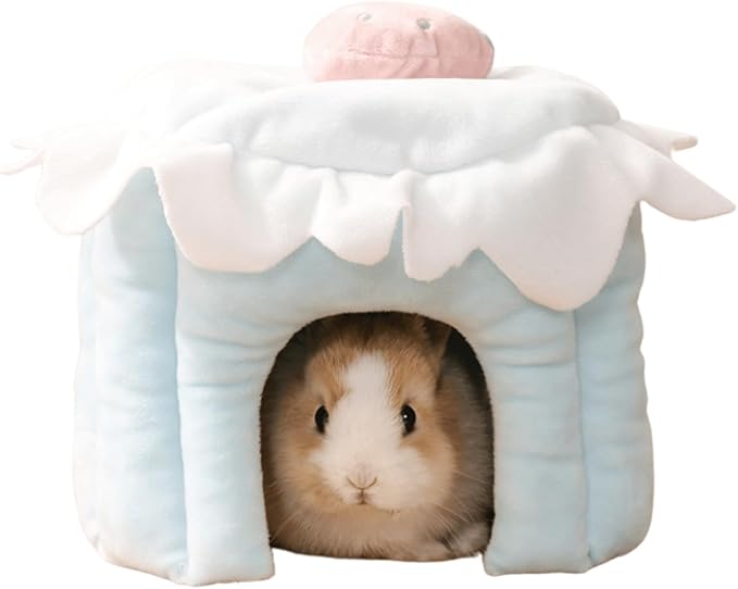 Cake Shaped Guinea Pig Hideout Tunnel, Cage Accessories for Bunny, Hamster, Chinchilla, Ferret, Rabbit and Other Small Pets (Blue,L)