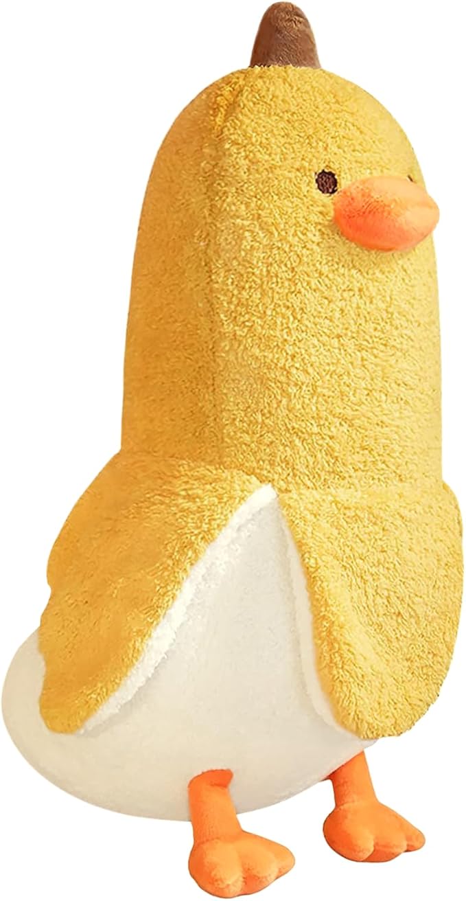 PEACH CAT Banana Duck Plush Toy Cute Plushie Hugging Plush Pillow Duck Stuffed Animal for Girls and Boys Yellow 27.5"