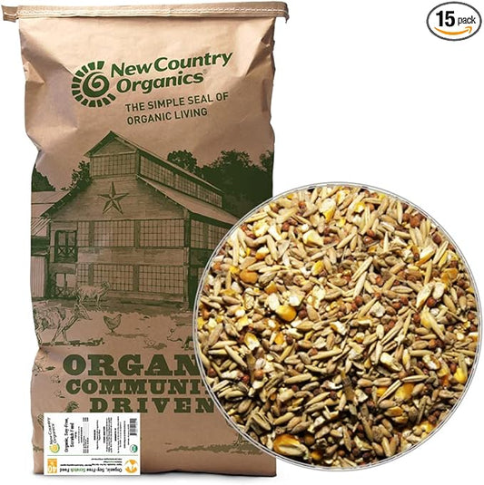 New Country Organics | Chicken Feed | Scratch Feed for Adult Poultry | Soy-Free | 9% Protein | Certified Organic and Non-GMO | 40 lbs