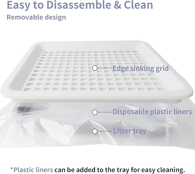 Fhiny Guinea Pig Litter Box, Small Pet Potty Training Chinchilla Bedding Litter Pan with Disposable Cage Liners & Cleaning Broom Cage Accessories for Young Guinea Pig Chinchilla (Grayish Purple)