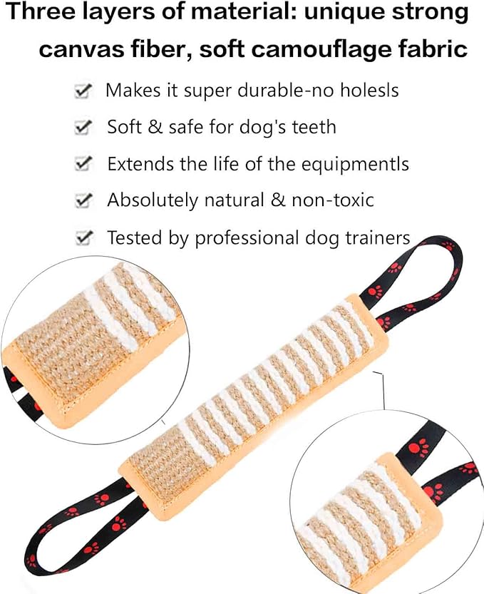 Clysoru Dog Tug Toy Tough Jute Bite Pillow Lasting Training Equipment Puppy to Large Dogs Interactive for Large and Small (Brown Footprint)