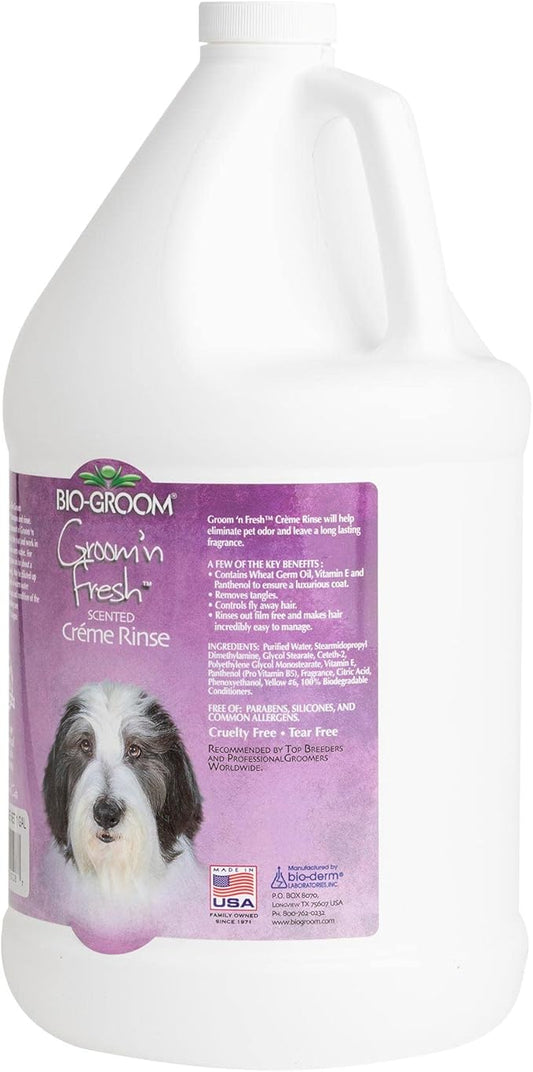 Bio-Groom Groom'n Fresh Dog Conditioner - Scented Dog Bathing Supplies, Puppy Wash, Cat Grooming Supplies for Sensitive Skin, Cruelty-Free, Made in USA, Tearless Product - 1 Gallon