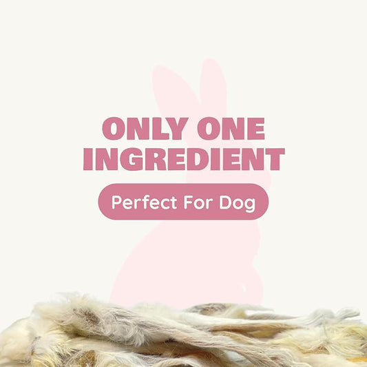 Benji & Louie Air Dried Whole Rabbit Ears with Fur - Natural Healthy Dog Treats or Dog Chews, Single Ingredient, 1.5 oz, 4 to 6 Count
